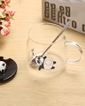Shop Transparent Happy Panda Combo Glass Mug With Lid And Spoon(450 Ml, glass White, Single Piece)