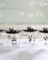 Shop Transparent Happy Panda Combo Glass Mug With Lid And Spoon(450 Ml, glass White, Single Piece)