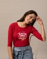 Shop Travel Far Enough Round Neck 3/4 Sleeve T-Shirt Bold Red-Front