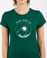 Shop Travel Mode Minimal Half Sleeve Printed T-Shirt Dark Forest Green-Front