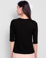 Shop Travel Mode Minimal Round Neck 3/4 Sleeve T-Shirt Black-Design