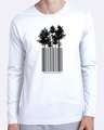 Shop Tree Barcode Full Sleeve T-Shirt White -Front