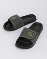 Shop Men's Black Trippin Smilin Velcro Sliders-Front
