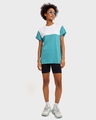 Shop Tropical Blue-White Color Block Boyfriend T-shirt-Full