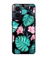 Shop Tropical Leaves & Flowers Printed Premium Glass Cover for OPPO F21 Pro 5G (Shockproof, Light Weight)-Front