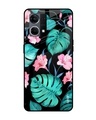 Shop Tropical Leaves & Flowers Printed Premium Glass Cover for OPPO F21 Pro (Shockproof, Light Weight)-Front