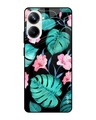 Shop Tropical Leaves & Pink Flowers Premium Glass case for Realme 10 Pro 5G-Front
