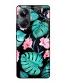 Shop Tropical Leaves & Pink Flowers Premium Glass case for Realme 10 Pro Plus 5G-Front