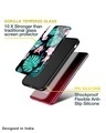 Shop Tropical Leaves & Pink Flowers Premium Glass case for Vivo V25 Pro (Shock Proof,Scratch Resistant)-Design