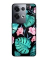 Shop Tropical Leaves & Pink Flowers Premium Glass Cover for Oppo Reno8 Pro 5G (Shockproof, Light Weight)-Front