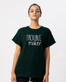 Shop Trouble Maker Typography Boyfriend T-Shirt-Front