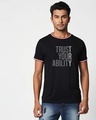 Shop Trust Your Ability Crewneck Varsity Rib H/S T-Shirt Navy Blue-Front