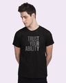 Shop Men's Black Trust Your Ability Typography T-shirt-Front