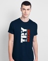 Shop Try Harder Half Sleeve T-Shirt Navy Blue-Front