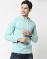 Shop Men's Turquoise Melange Hoodie T-shirt-Front