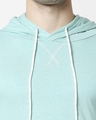 Shop Men's Turquoise Melange Hoodie T-shirt