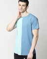 Shop Turquoise Melange Half & Half T-shirt-Front