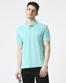 Shop Turquoise Pique Polo-Front