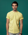 Shop Tuscan Yellow Mandarin Collar Pique Shirt-Front