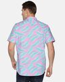 Shop Men Short Sleeve Cotton Printed Blue Feather Pink Shirt-Design