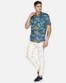 Shop Men Short Sleeve Cotton Printed Blue Yellow Pineapple Shirt-Full