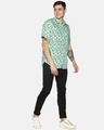 Shop Men Short Sleeve Cotton Printed Cactus Teal Green Shirt-Full