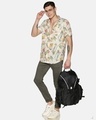 Shop Men Short Sleeve Cotton Printed Graphic On Beige Shirt