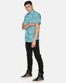 Shop Men Short Sleeve Cotton Printed Leaf Pineapple Fruit Blue Shirt-Full