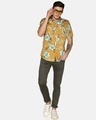 Shop Men Short Sleeve Cotton Printed Mustard Yellow Shirt-Full