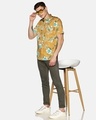 Shop Men Short Sleeve Cotton Printed Mustard Yellow Shirt