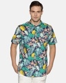 Shop Men Short Sleeve Cotton Printed Pineapple Multicolor Blue Shirt-Front