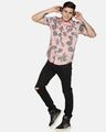 Shop Men Short Sleeve Cotton Printed Pink Peach Grey Leafy Shirt-Full