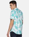 Shop Men Short Sleeve Cotton Printed Turquoise White Shirt-Design