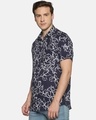 Shop Men Short Sleeve Rayon Cotton Casual  Blue Abstract Wave Printed Shirt-Design