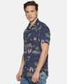 Shop Men Short Sleeve Rayon Cotton Casual  Blue Palm Surfer Printed Shirt-Design