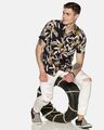 Shop Men Short Sleeve Rayon Printed Black Yellow Shirt