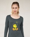 Shop Tweety And The Butterfly Scoop Neck Full Sleeve T-Shirt (TWL)-Front