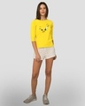 Shop Tweety Face Round Neck 3/4 Sleeve T-Shirt(LTL) Pineapple Yellow-Design