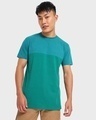 Shop Men's Ultramarine Green Color Block T-shirt-Front