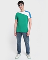 Shop Men's Green & White Color Block T-shirt-Full