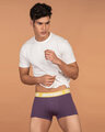 Shop Men's Aubergine Trunks with Yellow Band-Front