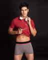 Shop Men's Grey Trunks with Black Band-Front