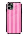 Shop Unicorn Pink Stripe Premium Glass Case for Apple iPhone 11 Pro (Shock Proof, Scratch Resistant)-Front