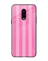 Shop Unicorn Pink Stripe Premium Glass Case for OnePlus 6T (Shock Proof, Scratch Resistant)-Front