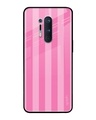 Shop Unicorn Pink Stripe Premium Glass Case for OnePlus 8 Pro (Shock Proof, Scratch Resistant)-Front