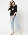 Shop Unique in Every Way Round Neck 3/4 Sleeve T-Shirt Black-Full