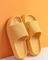Shop Unisex Amber Yellow Squeezy Sliders-Front