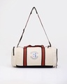 Shop Unisex Beige Superman Varsity Typography Duffel Bag-Design