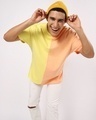Shop Unisex Birthday Yellow Half & Half Color Block T-shirt-Front
