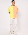 Shop Unisex Birthday Yellow Half & Half Color Block T-shirt-Full
